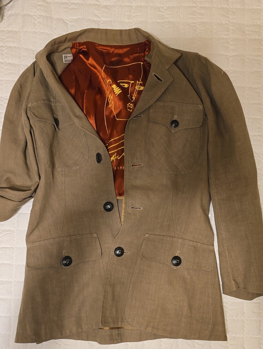 Jean Paul Gaultier Tan Jacket with Rust Satin Lining